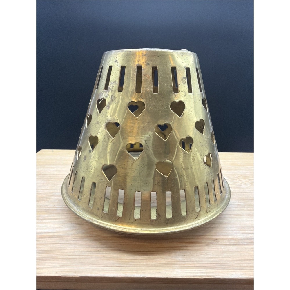 Vintage Brass hearts Light Lamp Candle Shade Top farmhouse Decor